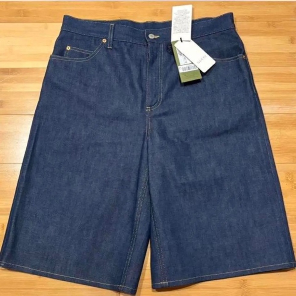 Gucci Blue Jean Shorts with Red and Yellow Details - Picture 3 of 8